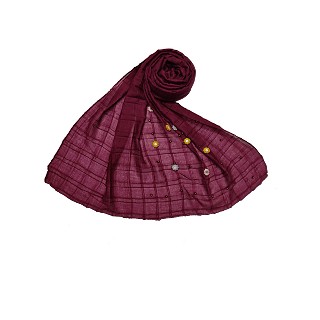 Cotton Box Checkered With Moti and Flower Design Scarf